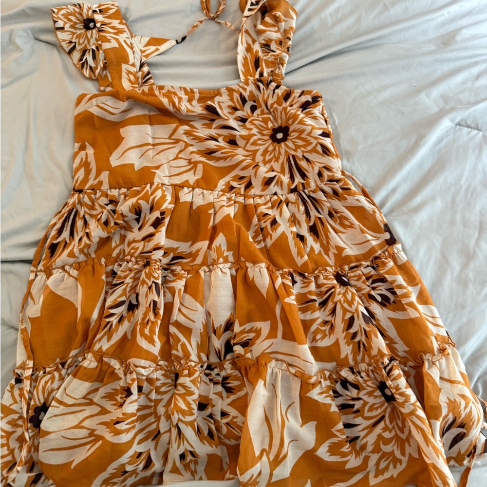 Floral Orange Sundress Size M